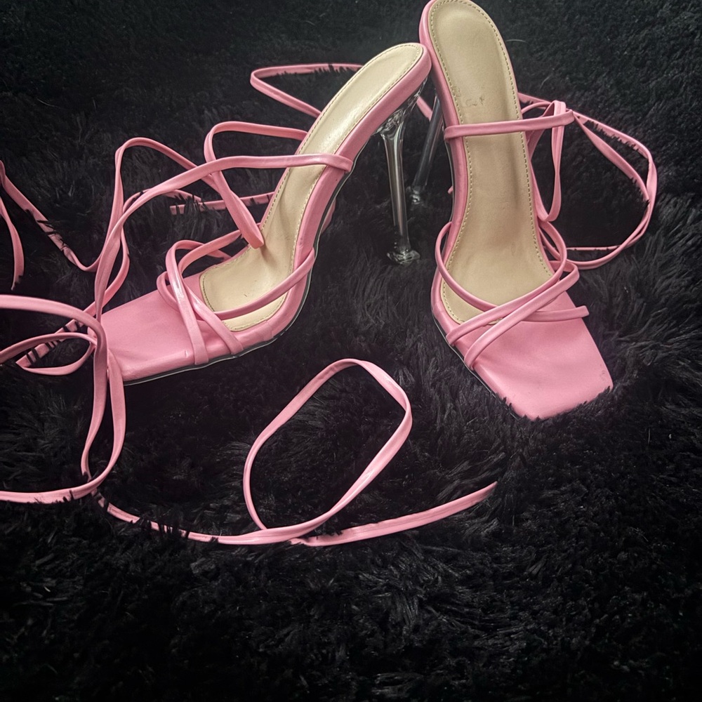 Pink Strappy Heeled Sandals